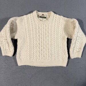 VTG CARRAIG DONN Sweater Merino Wool Cream Pullover Baby Child Large Cable Knit
